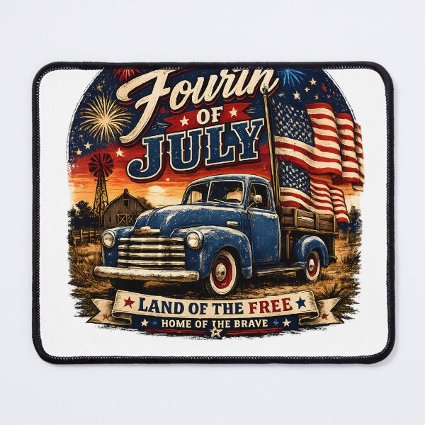 Item preview, Happy Fourth of July – Vintage Patriotic Pickup Truck with American Flag Design designed and sold by ONEZEROART.