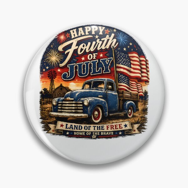 Item preview, Happy Fourth of July – Vintage Patriotic Pickup Truck with American Flag Design designed and sold by ONEZEROART.