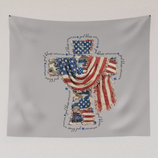 Item preview, God Bless America Patriotic Christian Cross American Flag designed and sold by GreggRoss.