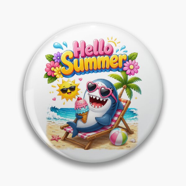 Item preview, summer vacation Cute shark Graphic beach designed and sold by QuiteOrbit.