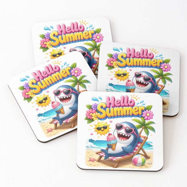 Item preview, summer vacation Cute shark Graphic beach designed and sold by QuiteOrbit.
