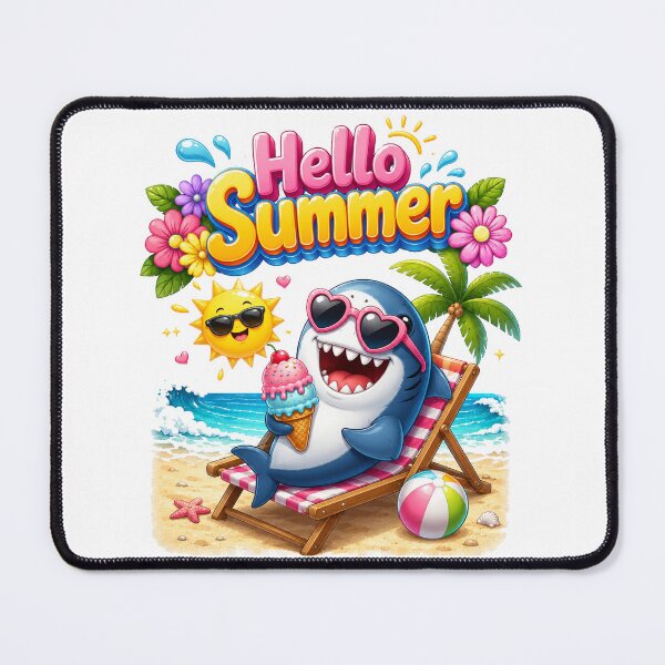 Item preview, summer vacation Cute shark Graphic beach designed and sold by QuiteOrbit.