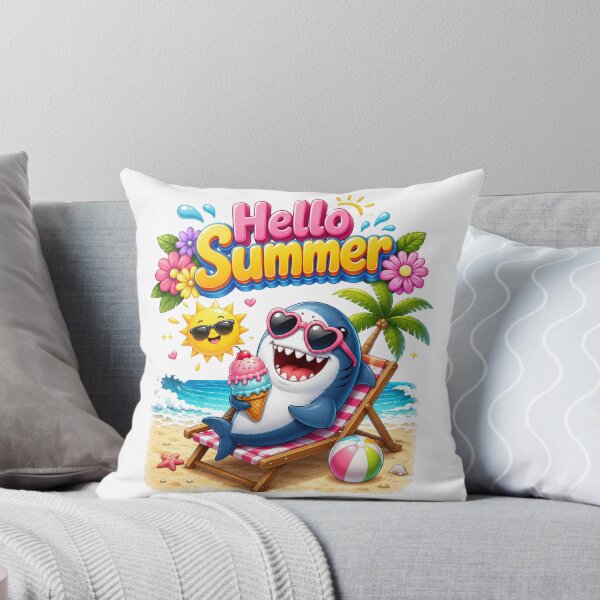 Item preview, summer vacation Cute shark Graphic beach designed and sold by QuiteOrbit.