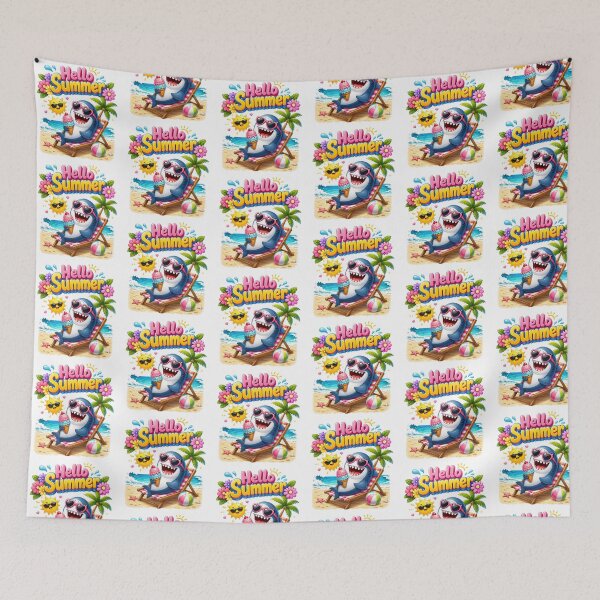 Item preview, summer vacation Cute shark Graphic beach designed and sold by QuiteOrbit.