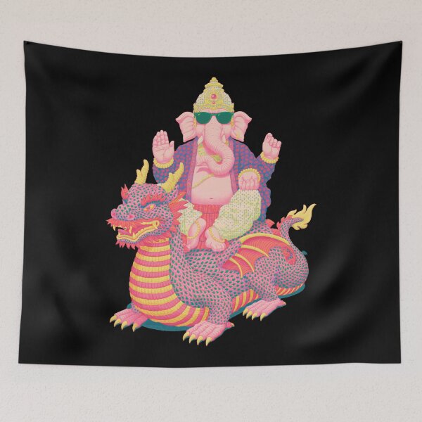 Item preview, Ganesha Riding Dragon Streetwear Pop Art designed and sold by PANNARUK THAILAND.