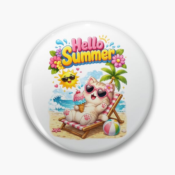 Item preview, cute kitten summer vacation designed and sold by QuiteOrbit.