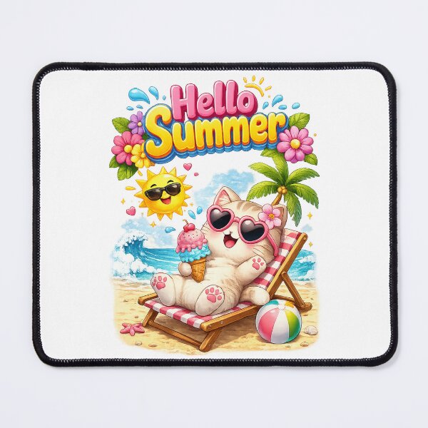 Item preview, cute kitten summer vacation designed and sold by QuiteOrbit.