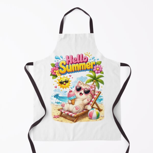 Item preview, cute kitten summer vacation designed and sold by QuiteOrbit.