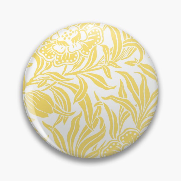 Item preview, Butter Yellow Vintage Floral Botanical Wood Block Flower Pattern designed and sold by kierkegaard.