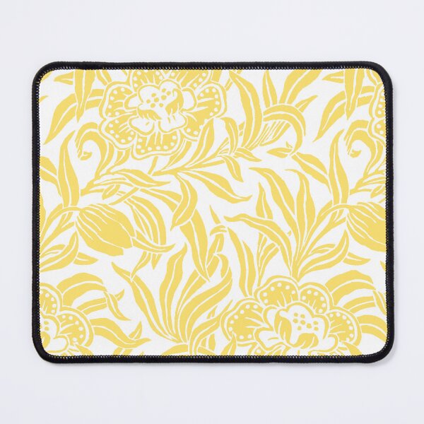 Item preview, Butter Yellow Vintage Floral Botanical Wood Block Flower Pattern designed and sold by kierkegaard.