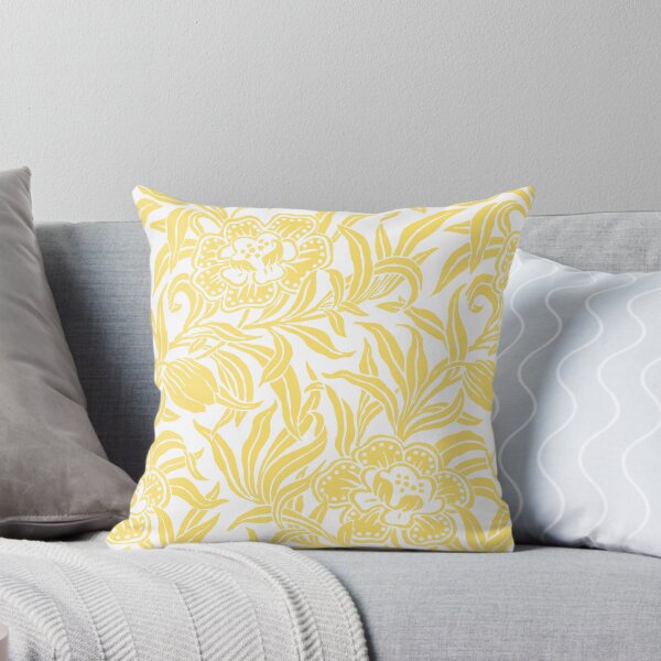 Item preview, Butter Yellow Vintage Floral Botanical Wood Block Flower Pattern designed and sold by kierkegaard.