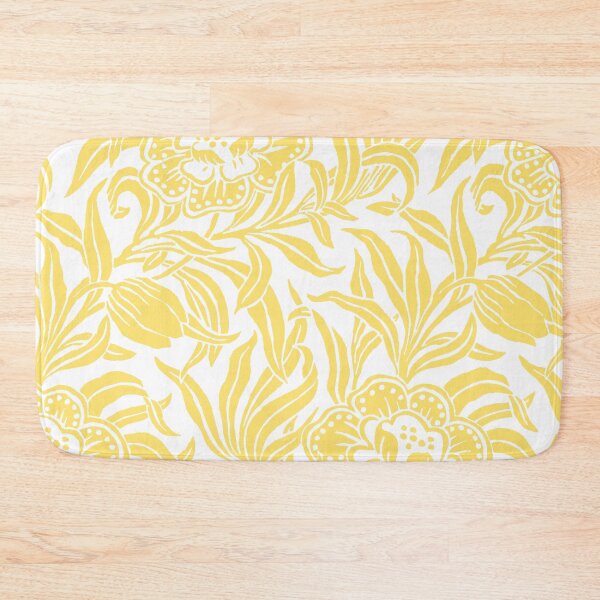 Item preview, Butter Yellow Vintage Floral Botanical Wood Block Flower Pattern designed and sold by kierkegaard.