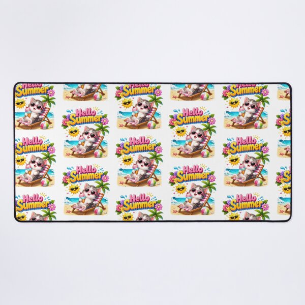 Item preview, Cute Cat ice cream vacation beach designed and sold by QuiteOrbit.