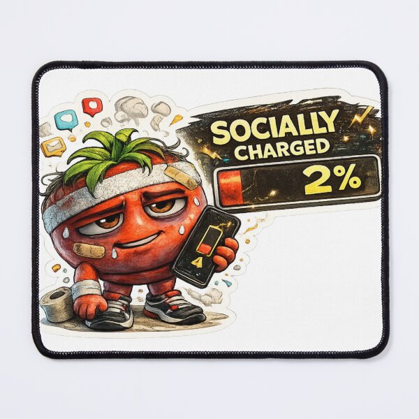 Item preview, Socially Charged Overwhelmed Tomato Cartoon Mascot Design designed and sold by Bhinfy.