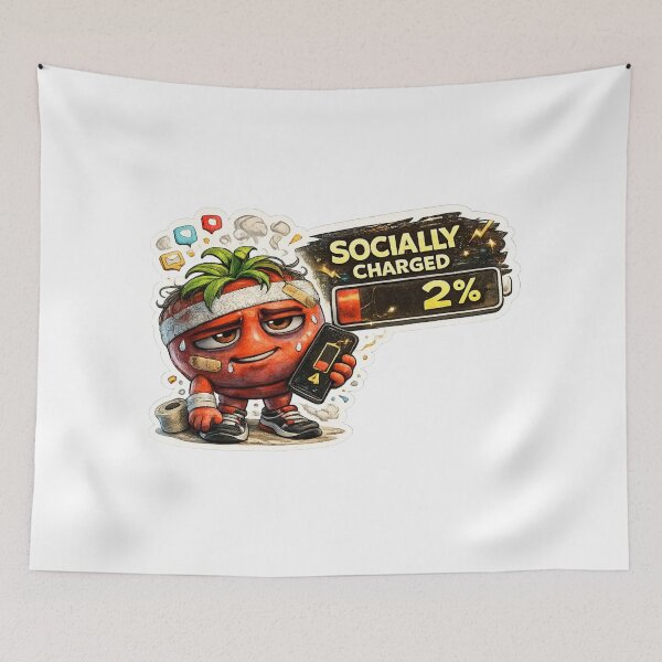 Item preview, Socially Charged Overwhelmed Tomato Cartoon Mascot Design designed and sold by Bhinfy.