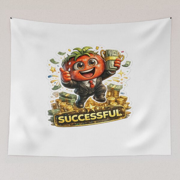 Item preview, Cute Successful Tomato Cartoon Holding Money Sticker Design designed and sold by Bhinfy.