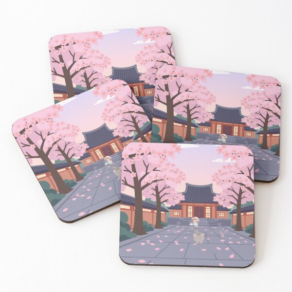Item preview, Cherry Blossom Temple Path Cute Illustration – Sakura Japan Aesthetic designed and sold by Alibaba1493.