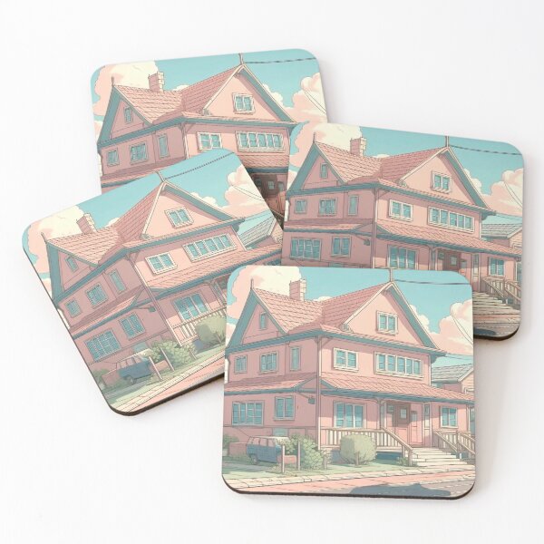 Item preview, Pastel Pink Cozy House Illustration Aesthetic Cartoon Home Design designed and sold by Alibaba1493.