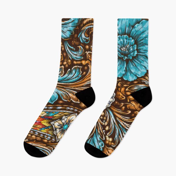 Item preview, Southwest (Faux) Tooled Leather With Turquoise-Blue Accents designed and sold by DEC02.