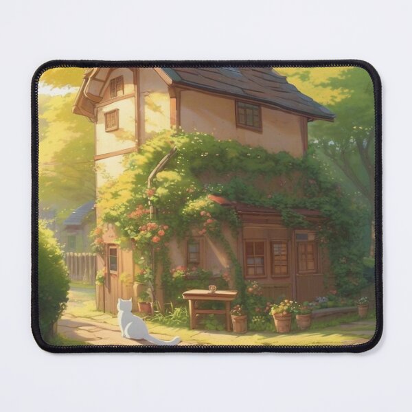 Item preview, Cozy Cottage with Cat – Peaceful Anime Style Nature Scen designed and sold by Alibaba1493.