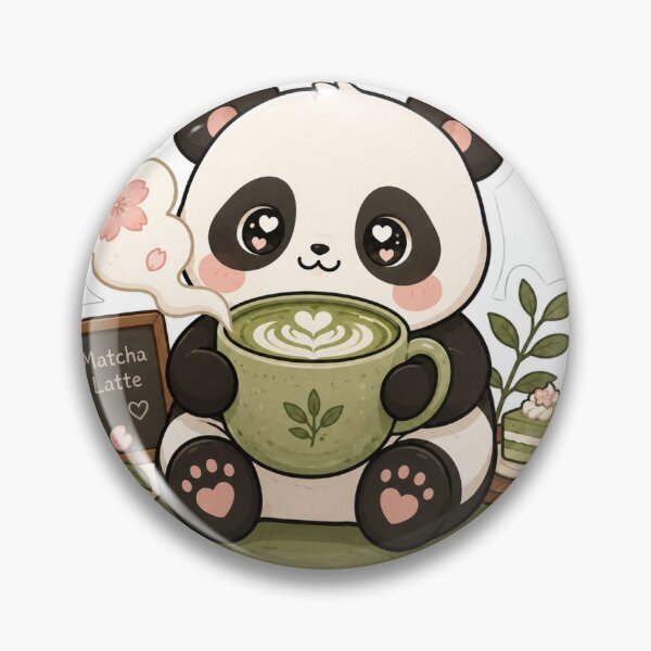 Item preview, Cute Kawaii Panda with Matcha Latte Sticker | Cozy Sakura Cafe Panda designed and sold by ムーリーファンタジー.