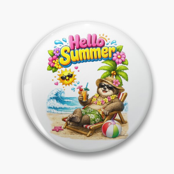 Item preview, cute sloth summer vacation designed and sold by QuiteOrbit.