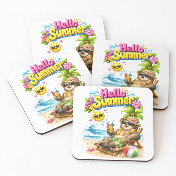 Item preview, cute sloth summer vacation designed and sold by QuiteOrbit.
