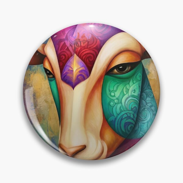 Item preview, Vibrant Abstract Goat Portrait | Colorful Boho Ram Art designed and sold by Brightberry Studio.