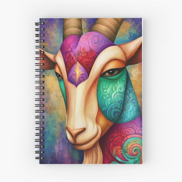 Item preview, Vibrant Abstract Goat Portrait | Colorful Boho Ram Art designed and sold by Brightberry Studio.