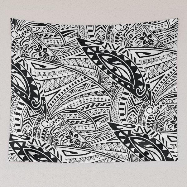 Item preview, Seamless Pacific Culture Line Art - Black and White Abstract Pattern designed and sold by sunnthreads.