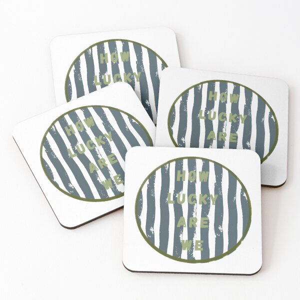 Item preview, How Lucky Are We Sticker | Gratitude Quote | Watercolor Stripe Aesthetic Vinyl Decal designed and sold by sophiebeckham13.