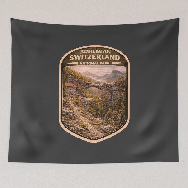 Item preview, Vintage Czechia National Park Travel Print: Bohemian Switzerland designed and sold by PinUpPizzazz.