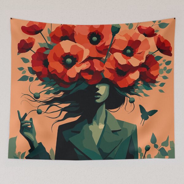 Item preview, Surreal Poppy Woman Wall Art designed and sold by ArtByBoya.