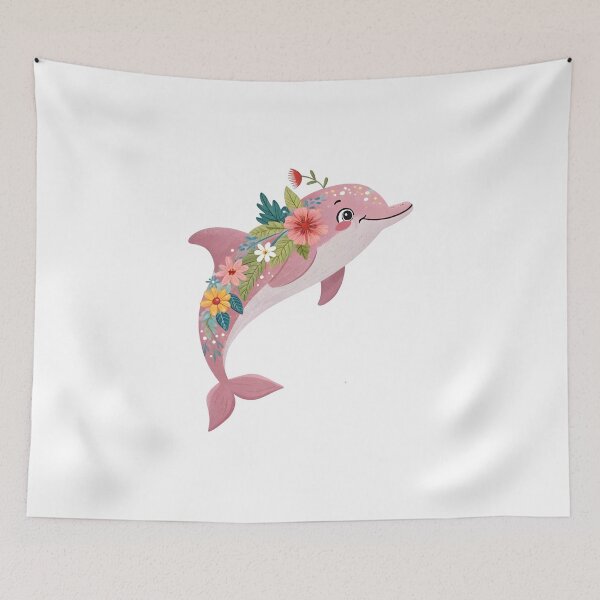Item preview, Floral dolphin designed and sold by trendspatterns.