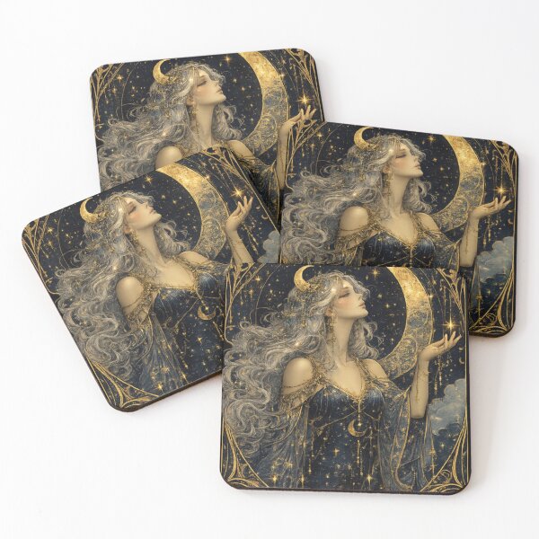 Item preview, Celestial Moon Goddess Art Nouveau designed and sold by Dreamy fantasy design.