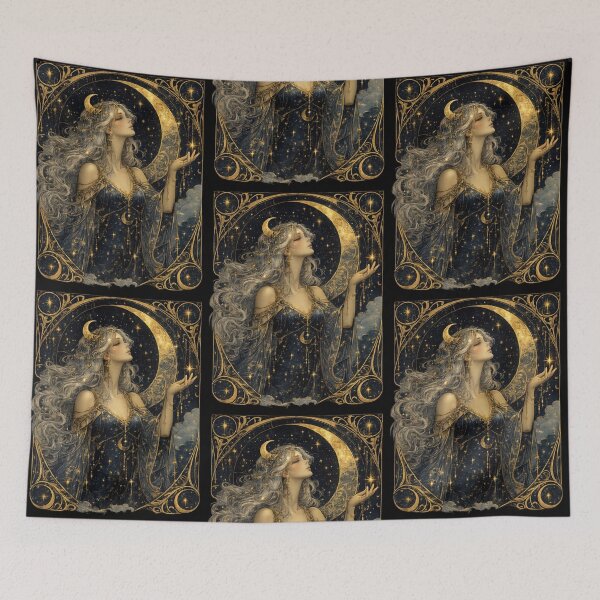 Item preview, Celestial Moon Goddess Art Nouveau designed and sold by Dreamy fantasy design.