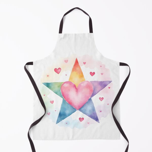 Item preview, Colorful Watercolor Star with Pink Hearts designed and sold by Starlett Designs.