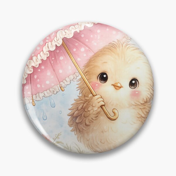 Item preview, Cute Fluffy Chick with Pink Umbrella designed and sold by Reshmakhan.