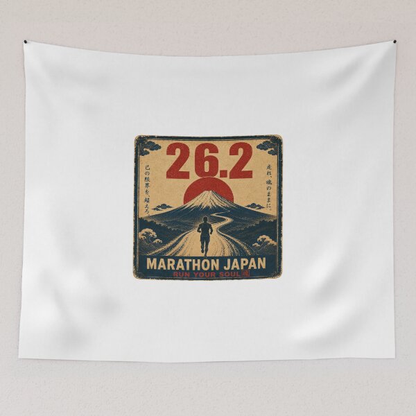 Item preview, 26.2 Marathon Japan Run Your Soul Vintage Japanese Poster Sticker T-Shirt Art designed and sold by Locker39.