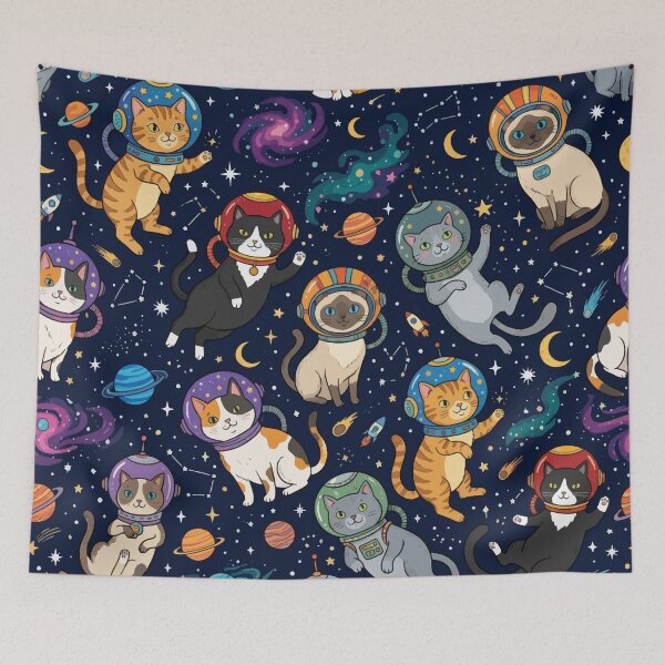 Item preview, Cute Space Cats in Astronaut Helmets Seamless Pattern designed and sold by Vanilla-Girl.