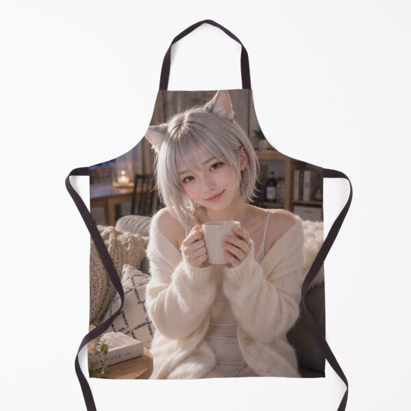 Item preview, Warm Welcome – Cozy Cat-Eared Companion with a Coffee Mug designed and sold by RinaWorksJP.
