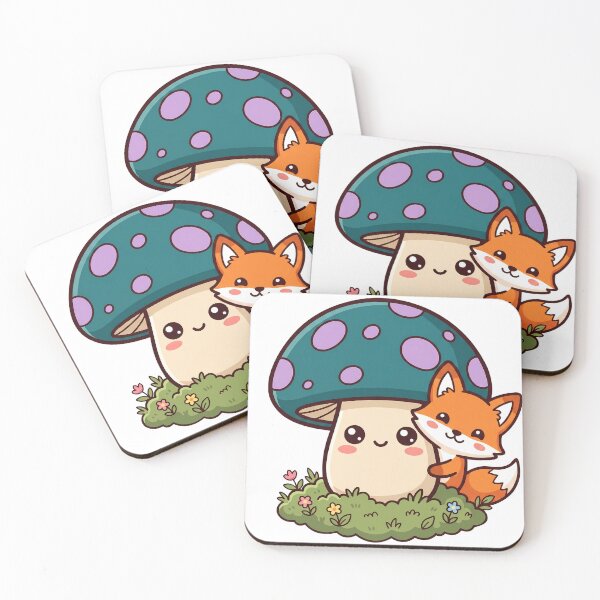 Item preview, Cute Fox and Mushroom, Whimsical Woodland Animal Illustration designed and sold by WrenAndWhimsy.