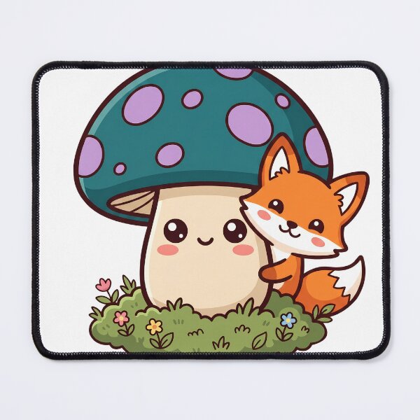 Item preview, Cute Fox and Mushroom, Whimsical Woodland Animal Illustration designed and sold by WrenAndWhimsy.