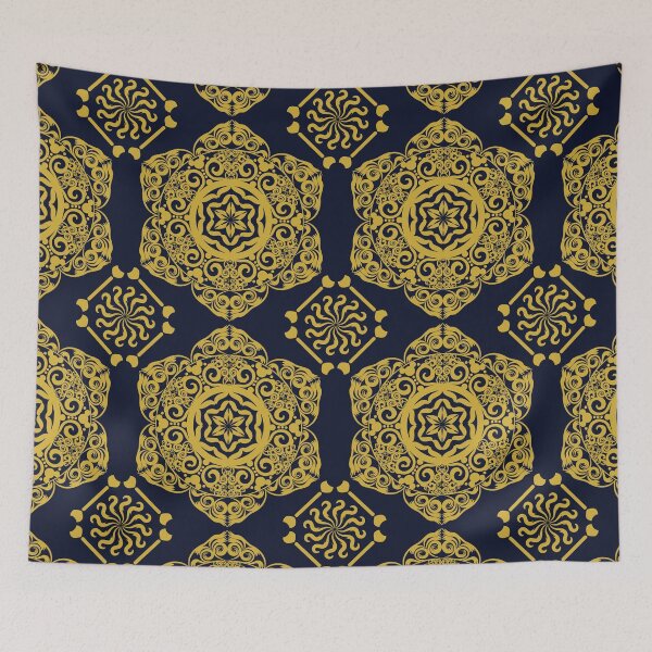 Item preview, Luxury Gold Mandala Navy Blue Baroque Seamless Ornament Patter designed and sold by ThiagoSDantas.