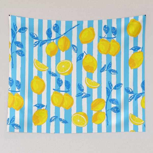 Item preview, Italian Summer Lemons Pattern Coastal Mediterranean Illustration designed and sold by MaiZephyr.