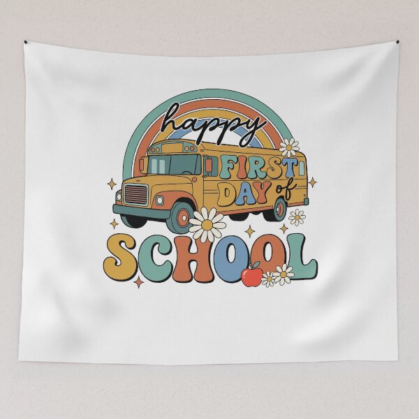 Item preview, Retro Rainbow School Bus First Day of School designed and sold by KroghDs.