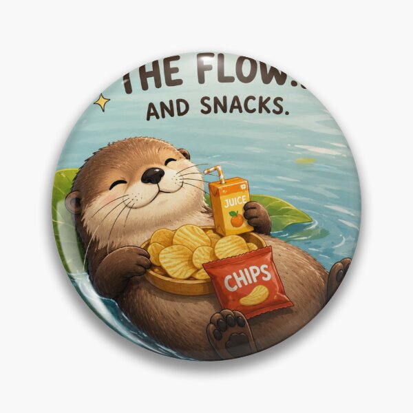Item preview, Going With The Flow And Snacks Cute Otter Sticker designed and sold by QuirkNest Studio .