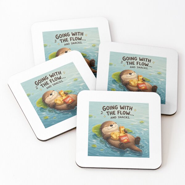 Item preview, Going With The Flow And Snacks Cute Otter Sticker designed and sold by QuirkNest Studio .