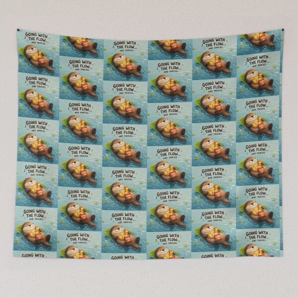 Item preview, Going With The Flow And Snacks Cute Otter Sticker designed and sold by QuirkNest Studio .