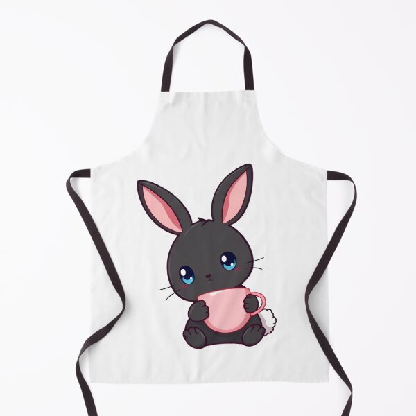 Item preview, Cute kawaii black bunny with a pink cup 03 designed and sold by ChameleonStars.